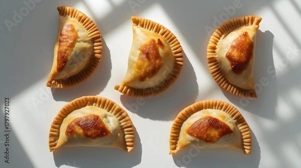 Obraz Traditional Middle Eastern Beef Sambusek Appetizer with Cut Piece