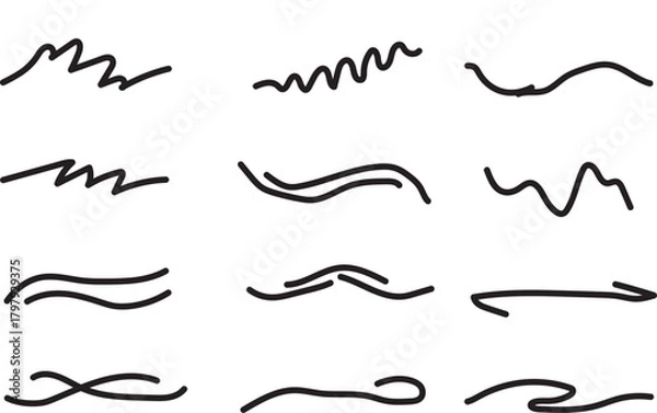 Fototapeta Hand drawn doodle lines collection vector illustration for various design projects