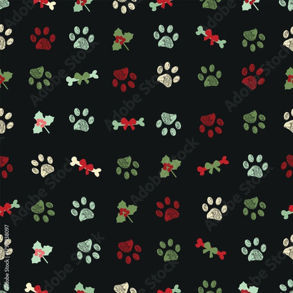 Fototapeta Bones with red bows. Seamless fabric design pattern