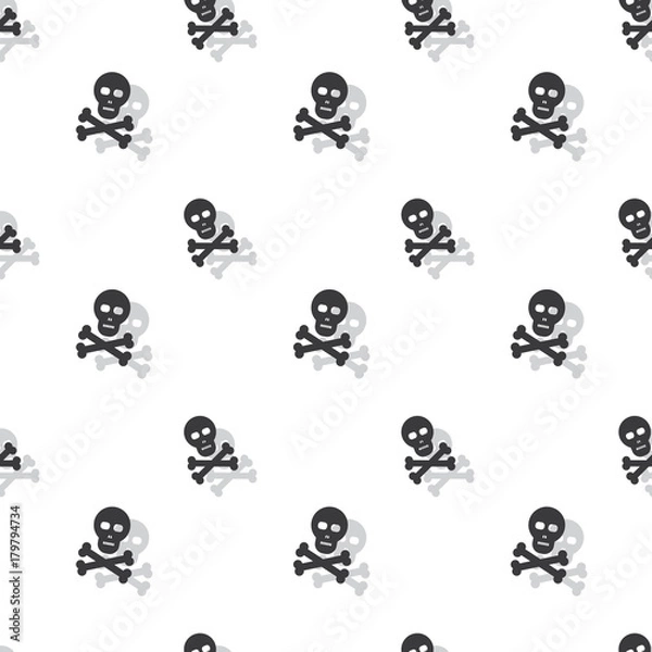 Fototapeta Skull And Bones Halloween Seamless Pattern Clear Background