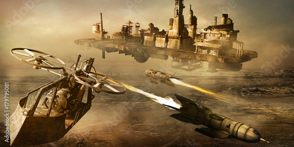 Obraz Flying machines and factory