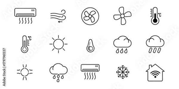 Obraz Air conditioning and weather forecast set.