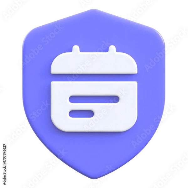 Fototapeta Schedule concept showing calendar on shield Flat 3D UI Icon