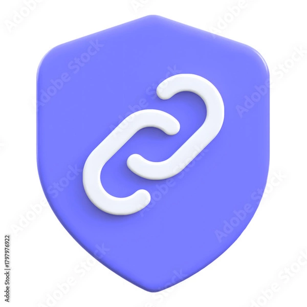 Fototapeta Secure connection concept of chain links on shield Flat 3D UI Icon