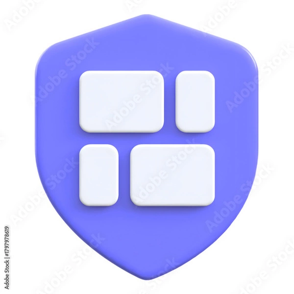 Fototapeta Website layout symbol with shield frame Flat 3D UI Icon