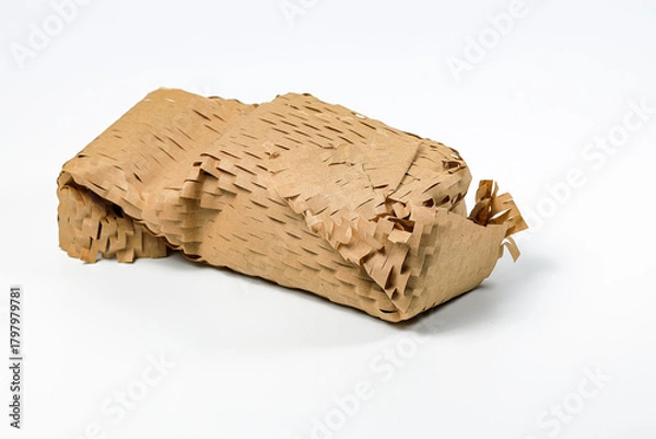 Fototapeta Parcel wrapped in eco-friendly wrapping paper, lightweight bubble wrap for protective packaging, Environmentally friendly Honeycomb paper hexagonal shape made of cardboard recycled craft paper.