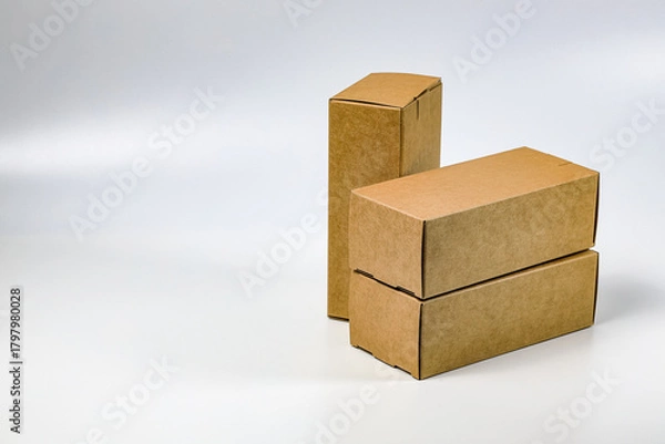 Fototapeta Several rectangles Cardboard boxes for Parcel Delivery isolated on white background.