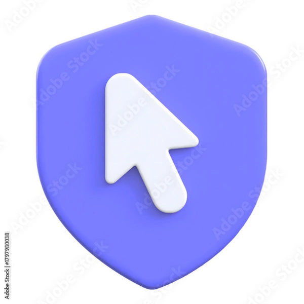 Fototapeta Click protection concept with shield security Flat 3D UI Icon
