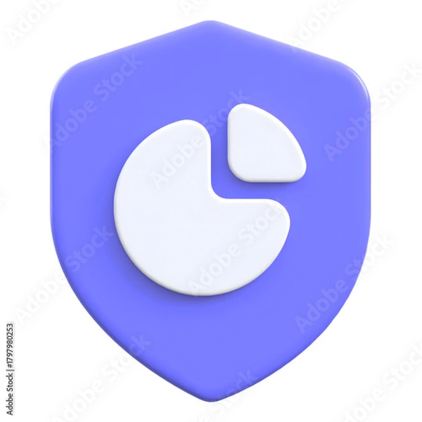 Fototapeta Data analysis concept pie chart with shield 3D icon
