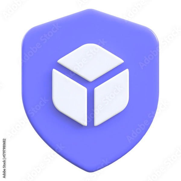 Fototapeta Data protection concept shield with geometric shape Flat 3D UI Icon