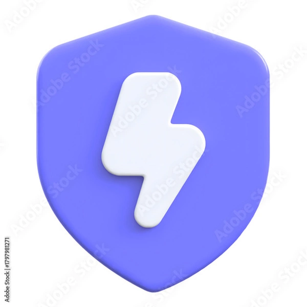 Fototapeta Energy symbol on shield for secure power Flat 3D UI Icon