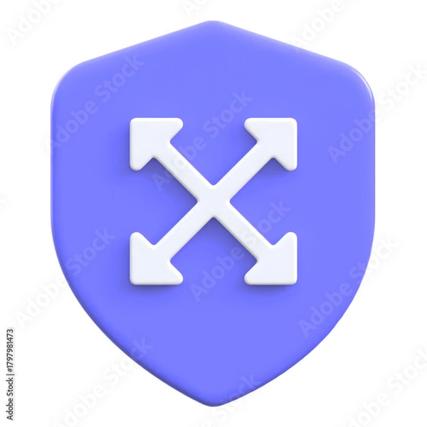 Obraz Expending arrows concept on shield with protection 3D icon