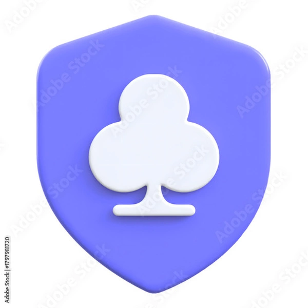 Fototapeta Game concept card suite on a shield Flat 3D UI Icon