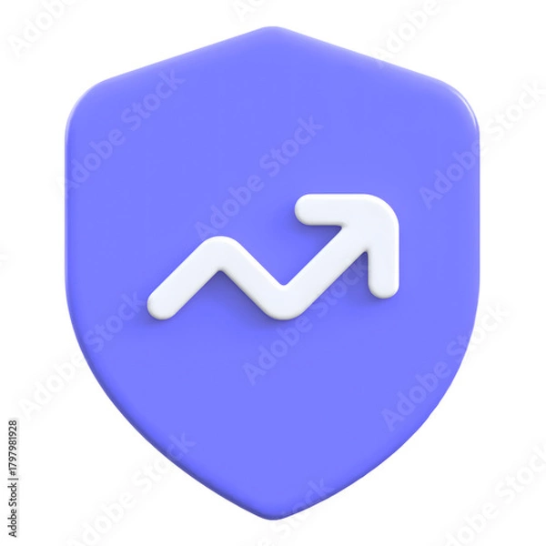 Fototapeta Growth protection concept with shield symbol Flat 3D UI Icon