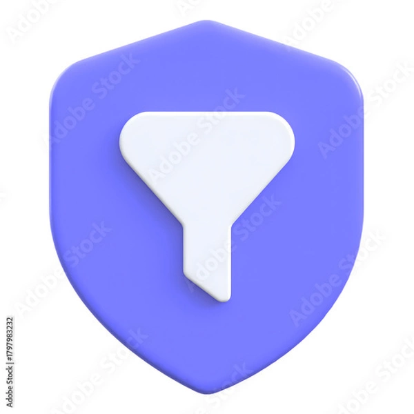 Fototapeta Protection concept filtering data with shield Flat 3D UI Icon