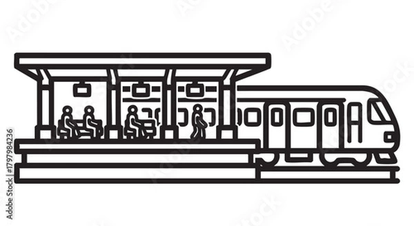 Fototapeta ## **28. Train platform outline icon vector**
