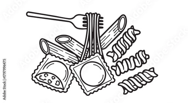 Obraz ## **11. Pasta outline icon vector**
