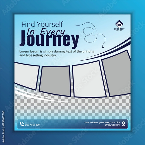 Obraz Travel promotion ad template for inspiring journeys and motivating travel adventures