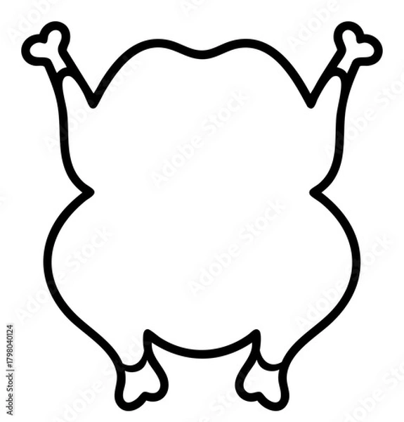 Fototapeta Thanksgiving turkey outline, simple roasted bird contour for fall feast