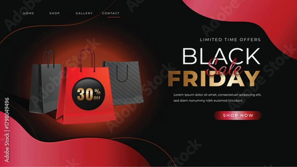 Fototapeta black friday landing page design vector illustration