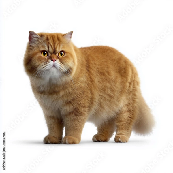 Obraz Ginger Persian cat standing on white