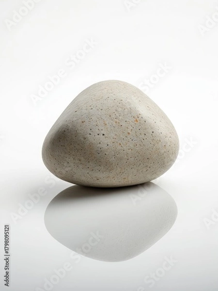 Fototapeta Smooth River Stone on White - Minimalist Still Life Photography, Zen Object, Natural Texture, Calm and Serene Composition