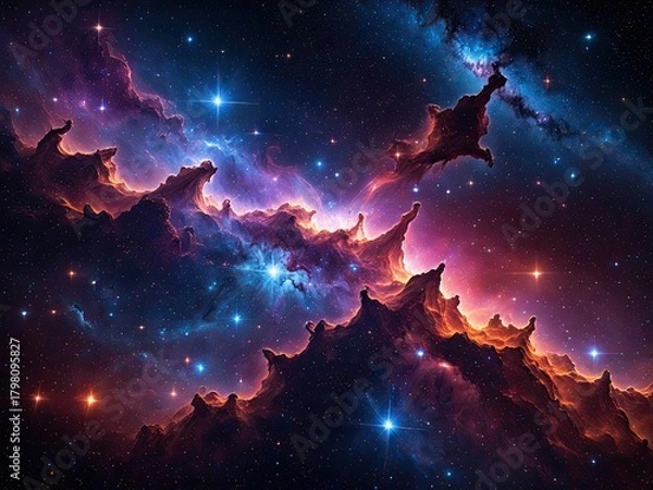 Obraz Spectacular Nebula Galaxy Image: Vibrant Cosmic Clouds, Starry Night, Deep Space Exploration, Astrophotography Beauty