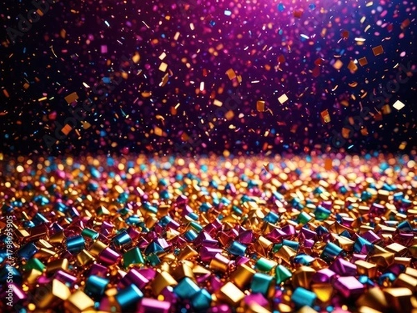 Fototapeta Sparkling Celebration: Festive Confetti Shower in Vibrant Colors - Perfect for Parties, Events, and Joyful Occasions!