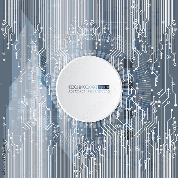 Fototapeta Vector circuit board illustration. Abstract technology