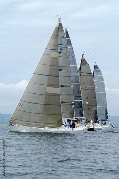 Obraz Four sailing yachts racing to Windward