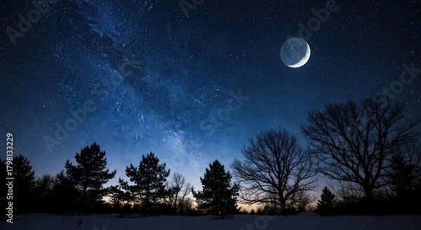 Obraz Night Sky with Moon