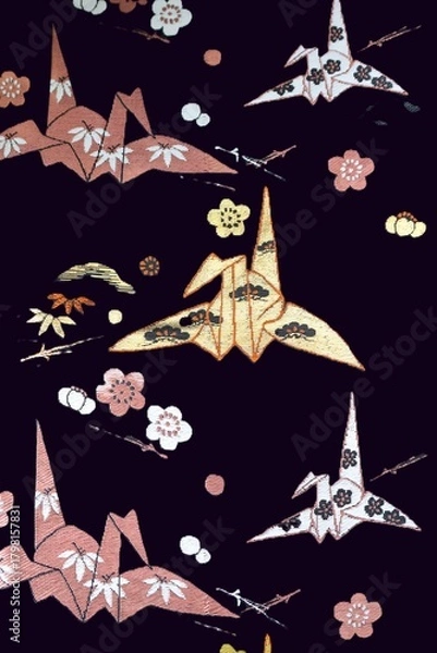 Obraz 折鶴柄の帯地