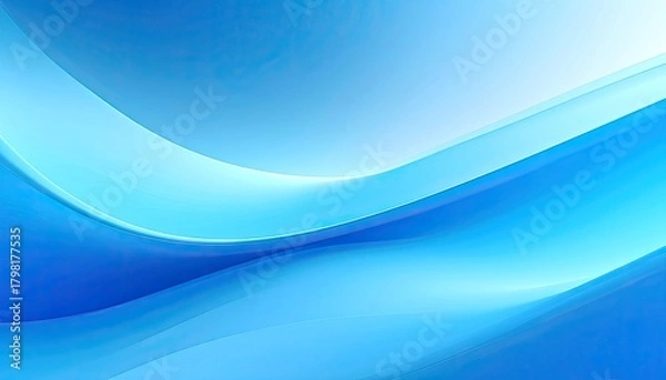 Fototapeta Abstract blue waves with smooth, flowing curves and a soft gradient light
