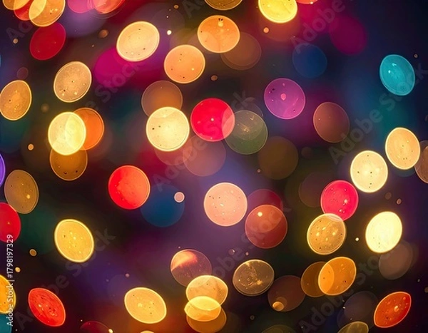 Obraz Abstract background of vibrant, multicolored, out-of-focus circular lights