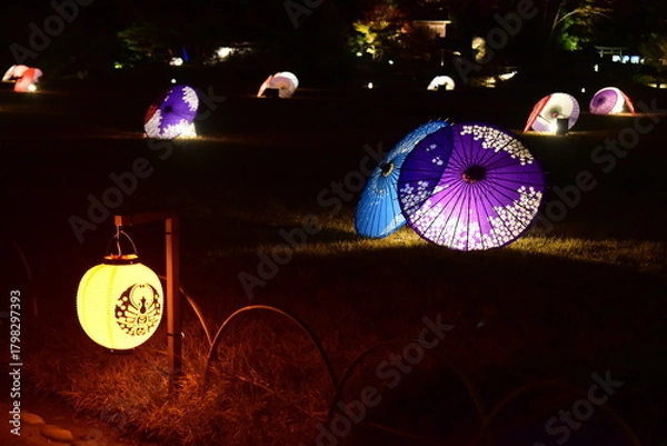 Obraz 岡山　中国地方　後楽園　ライトアップ