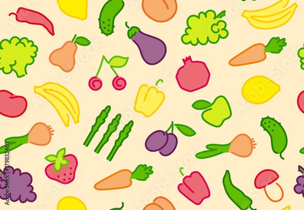 Obraz Seamless fruit-vegetable background