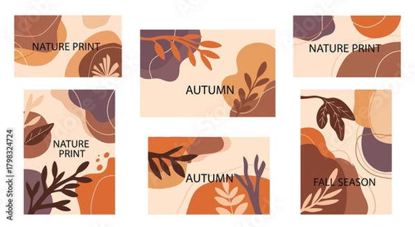 Fototapeta Autumn Abstract Backgrounds & Leafy Botanical Design Collection