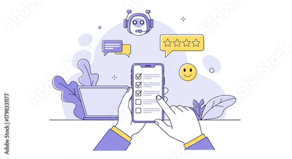 Obraz Customer Satisfaction Survey on Mobile with Chatbot Feedback
