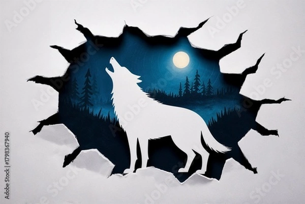 Fototapeta Wolf howling at the moon