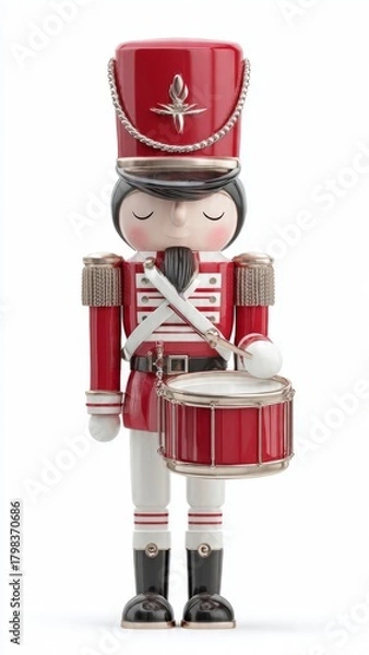 Fototapeta Nutcracker drummer stands ready for Christmas performance
