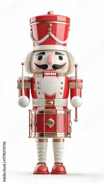 Fototapeta Nutcracker drummer stands ready for Christmas performance
