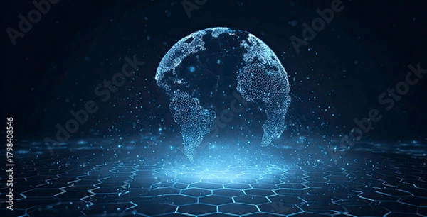 Fototapeta Digital Earth Globe Futuristic Network