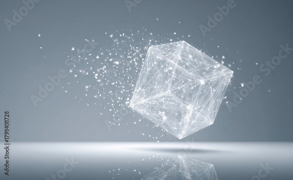 Fototapeta Abstract glowing geometric cube shape