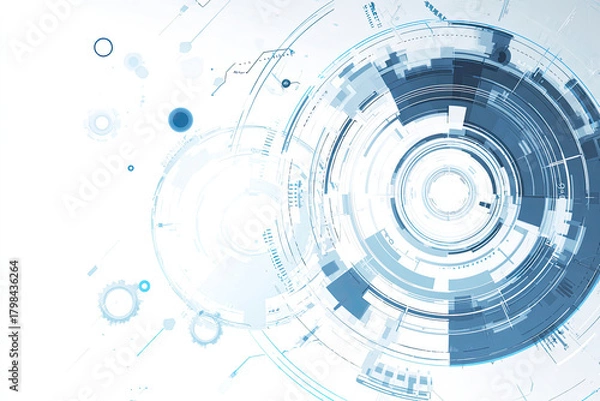 Obraz Abstract technological circular design, white and blue