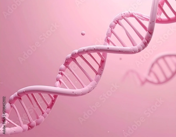 Fototapeta Pink DNA helix against a soft pink backdrop