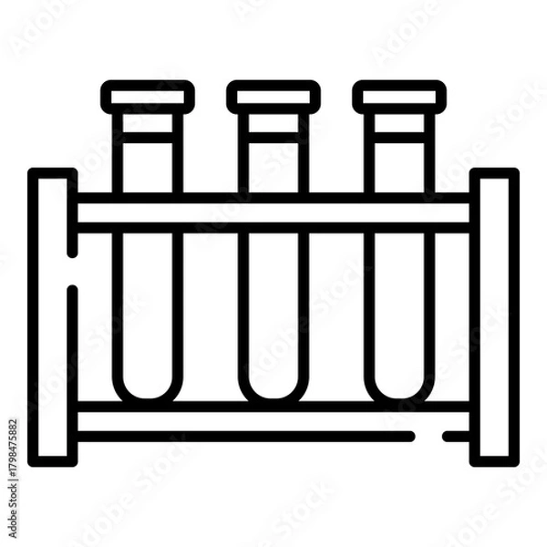 Obraz Test tubes on a rack black line icon