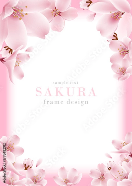 Obraz 桜の花のフレームデザイン｜リアルな春の桜のベクターイラスト