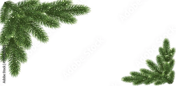 Obraz Festive green fir branches decorating corners of a festive background with subtle sparkling effects