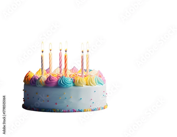 Fototapeta Birthday cake with candles. Illustration Generative AI transparent background png