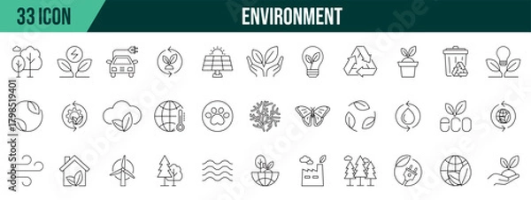 Obraz Environment icons collection, editable and resizable vector icon templates.